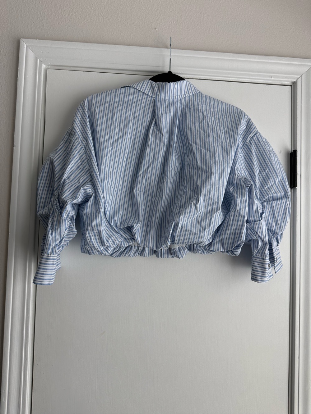 Striped Cropped Button-Front Top - Picture 6 of 8